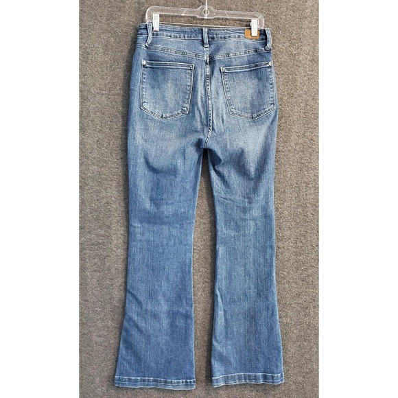 Judy Blue Jeans Women's 13/31 Blue Split Leg Flare Bootcut Boho Cowgirl Festival - Picture 7 of 12